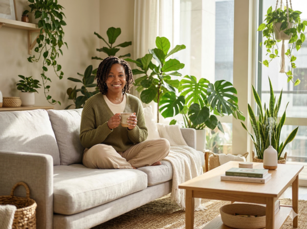 Healthy woman enjoying hormonal balance using homeopathy medicine online for PCOS.