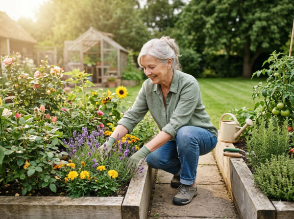 Senior adult gardening pain-free after a homeopathic consultation online for arthritis.