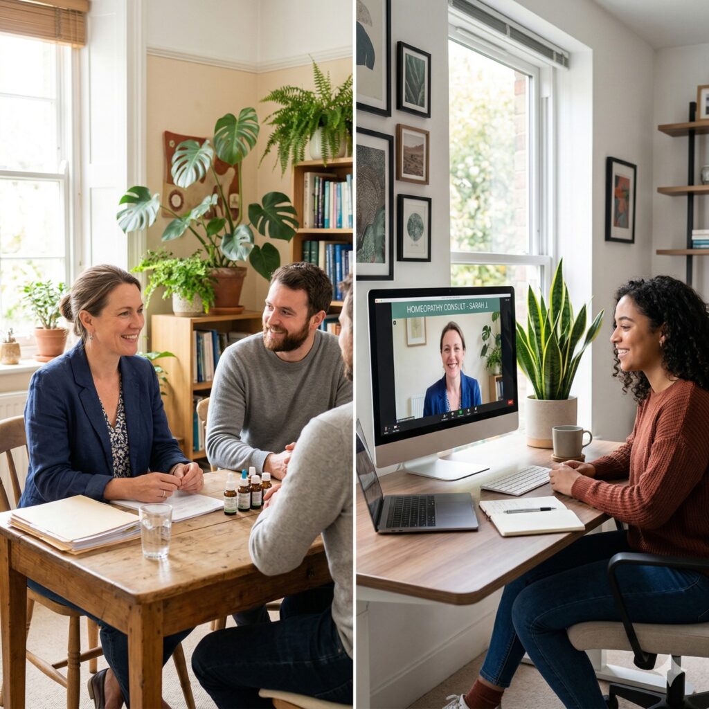 Comparison of in-person clinic visits and a secure online homeopathic consultation for USA patients.